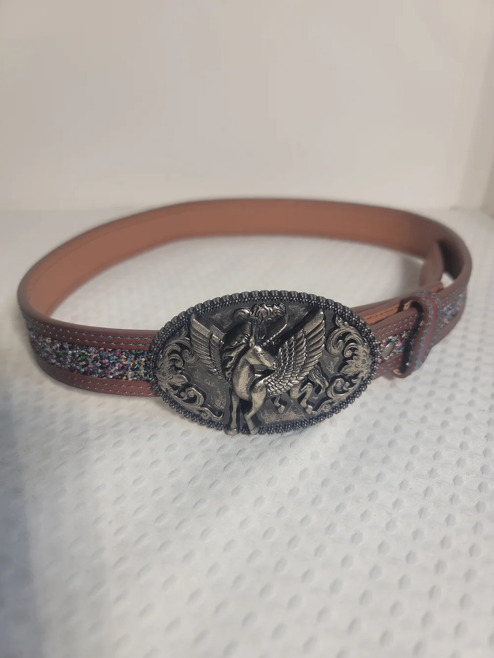 Brown Belt with Silver Pegasus Buckle